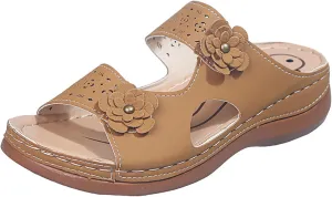 Ladmiple Womens Sandals Dressy Flat Arch Support Comfortable Orthopedic Slides Casual Summer Slip On Orthotic Flip Flops