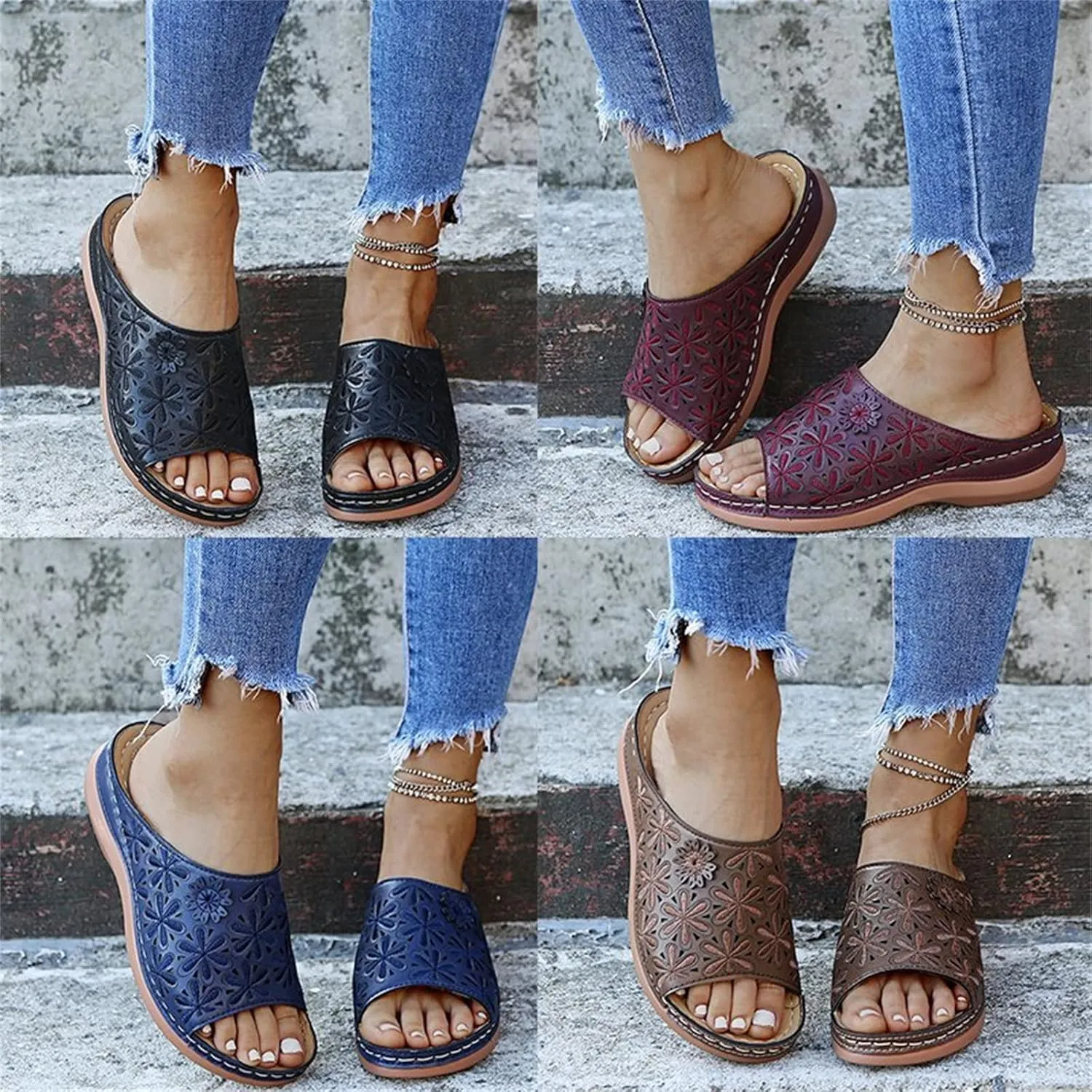 Ladmiple Women's Sandals With Arch Support Dressy Comfortable Orthopedic Orthotic Flip Flops Walking Slides Summer Shoes