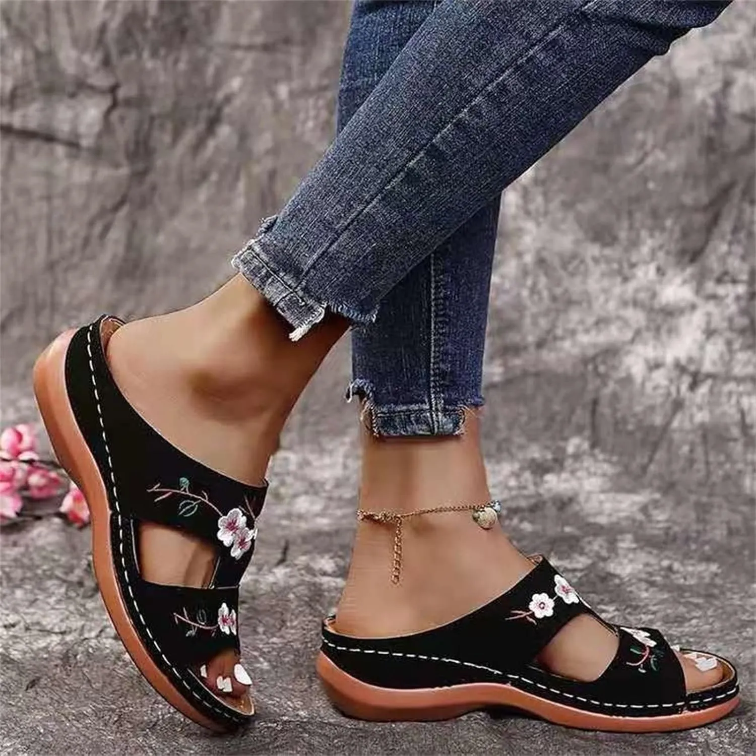 Ladmiple Women's Sandals With Arch Support Orthotic Plantar Fasciitis Orthopedic Slides Slippers Dressy Summer Flip Flops