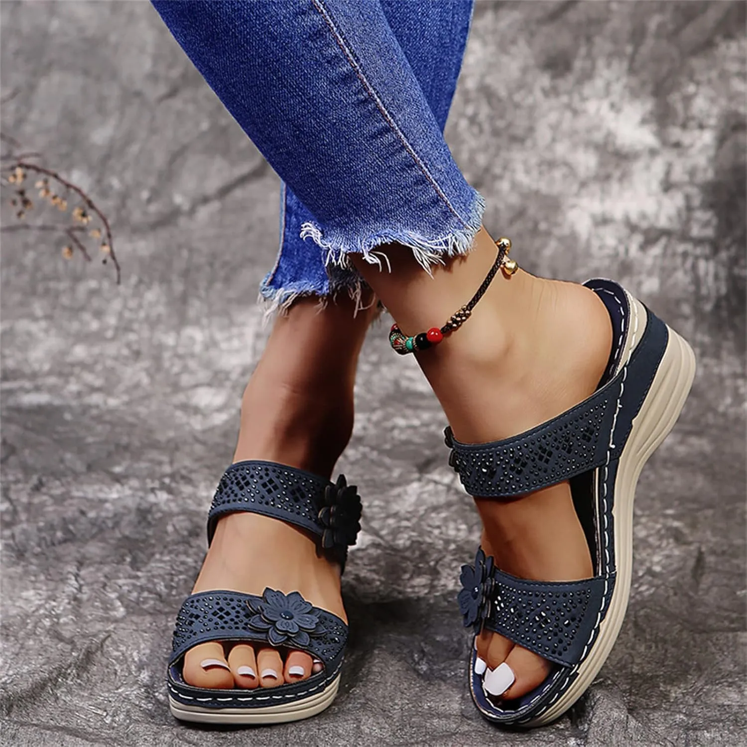 Ladmiple Womens Sandals With Arch Support Plantar Fasciitis Orthopedic Walking Slippers Dressy Summer Orthotic Flip Flops