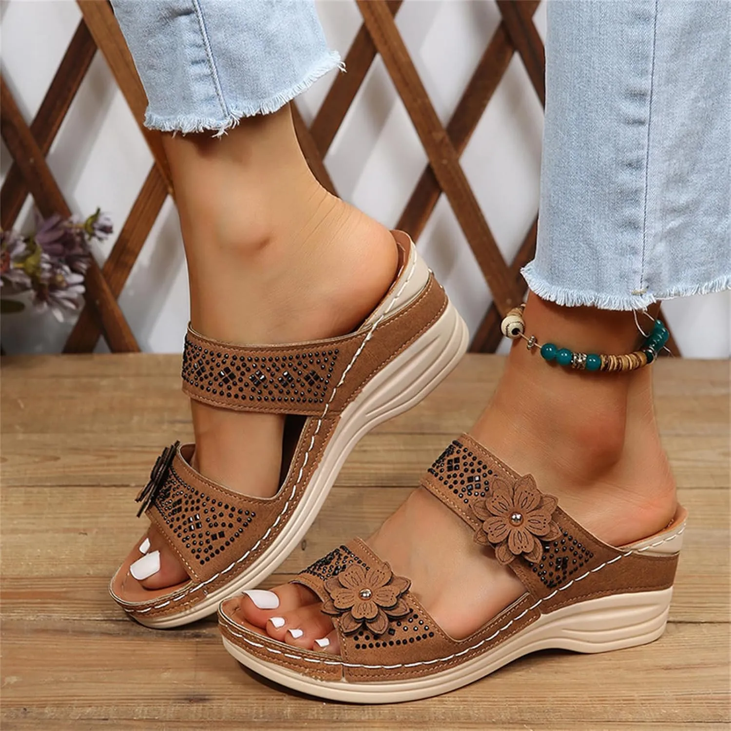 Ladmiple Womens Sandals With Arch Support Plantar Fasciitis Orthopedic Walking Slippers Dressy Summer Orthotic Flip Flops
