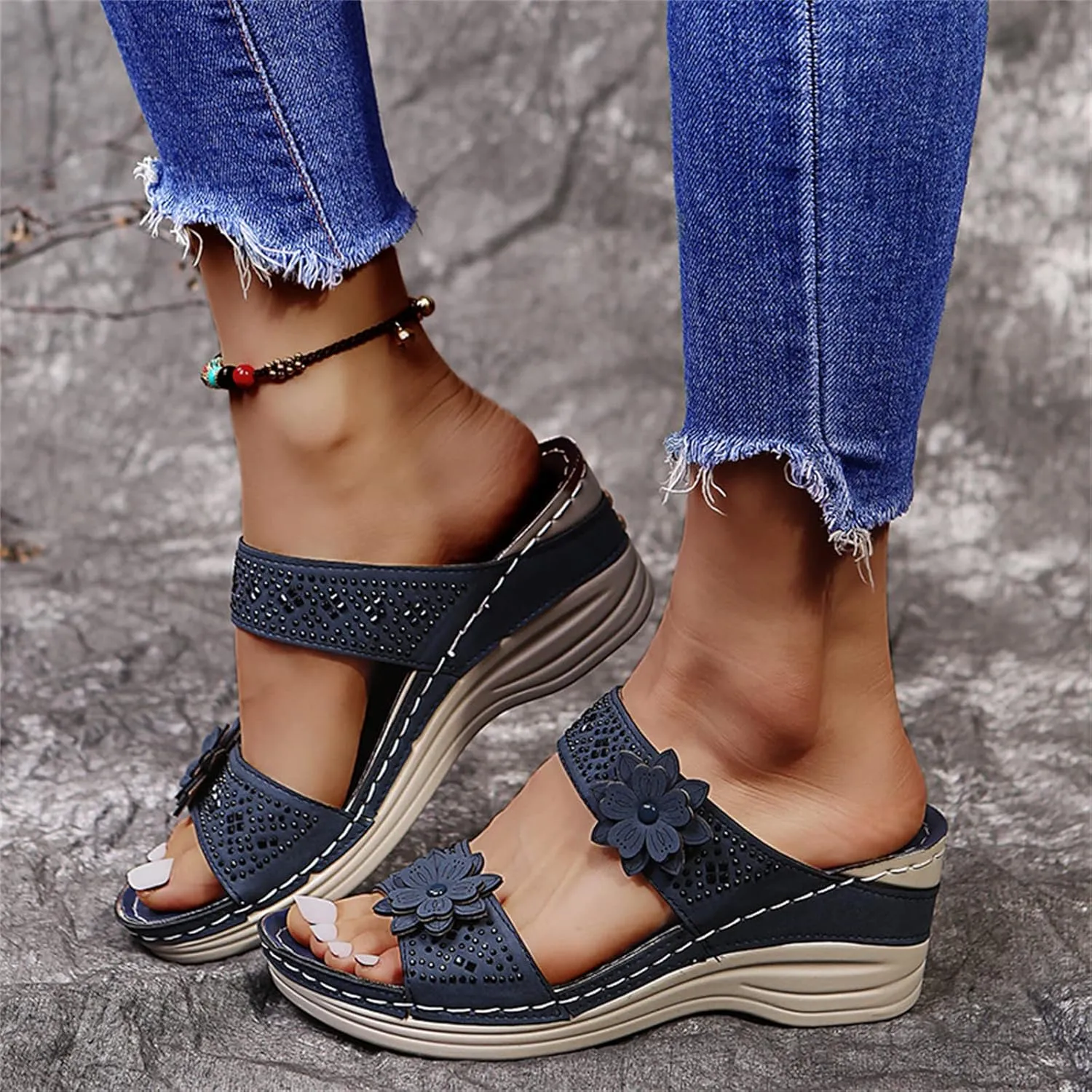 Ladmiple Womens Sandals With Arch Support Plantar Fasciitis Orthopedic Walking Slippers Dressy Summer Orthotic Flip Flops