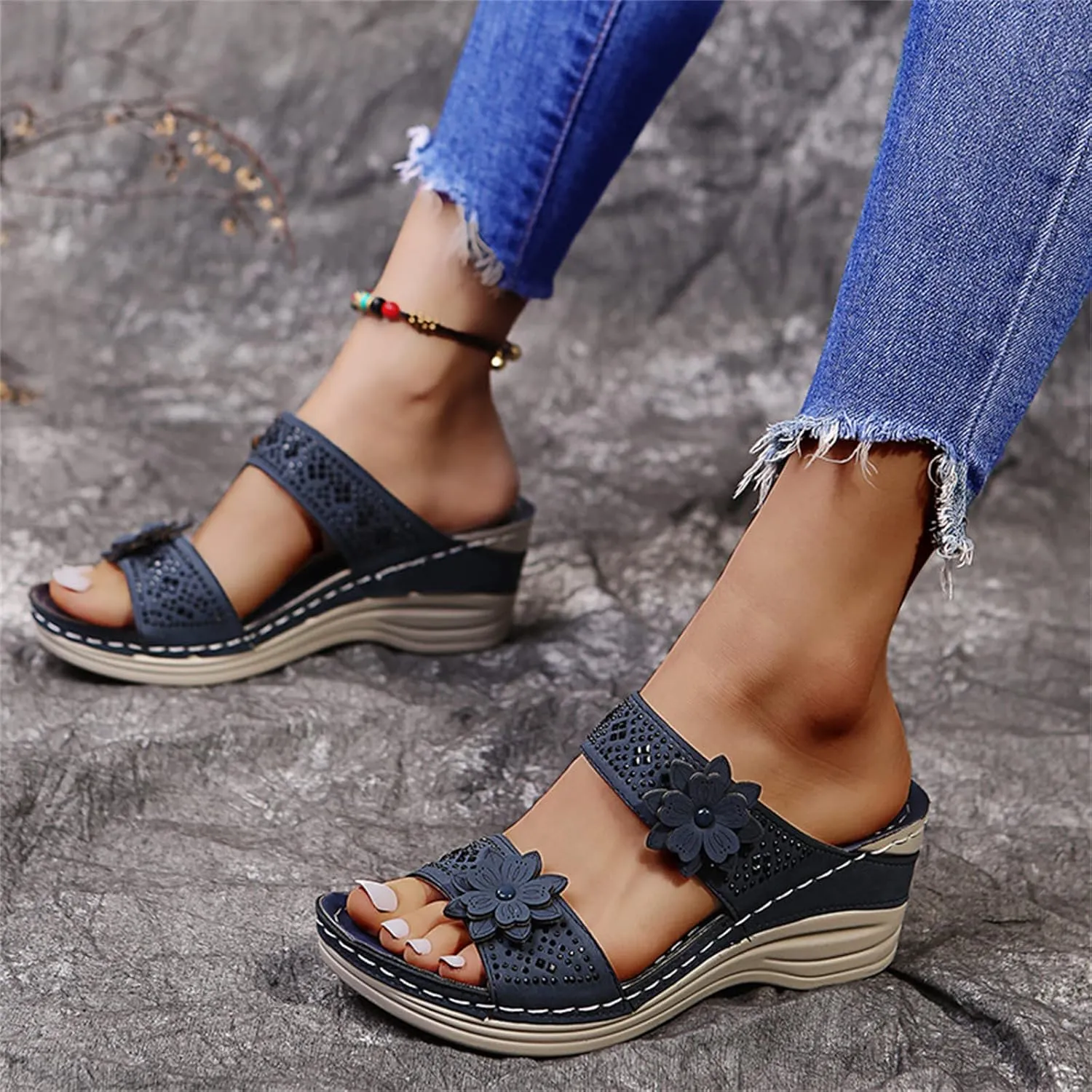 Ladmiple Womens Sandals With Arch Support Plantar Fasciitis Orthopedic Walking Slippers Dressy Summer Orthotic Flip Flops
