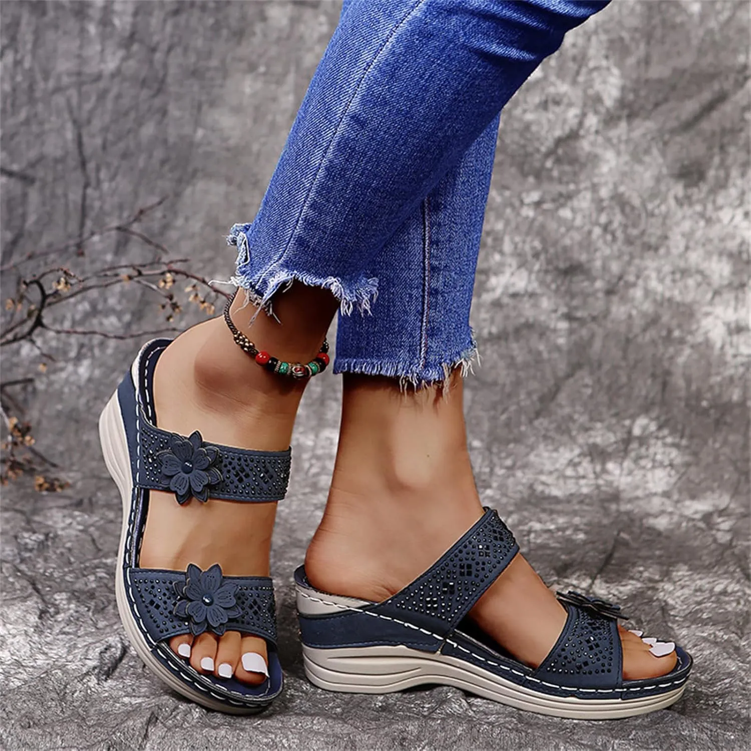 Ladmiple Womens Sandals With Arch Support Plantar Fasciitis Orthopedic Walking Slippers Dressy Summer Orthotic Flip Flops