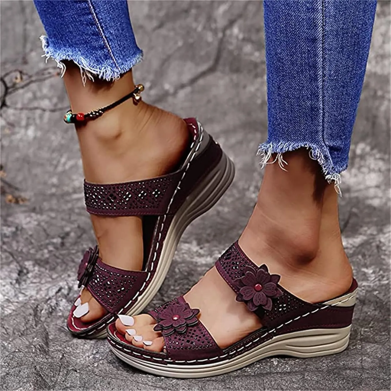 Ladmiple Womens Sandals With Arch Support Plantar Fasciitis Orthopedic Walking Slippers Dressy Summer Orthotic Flip Flops
