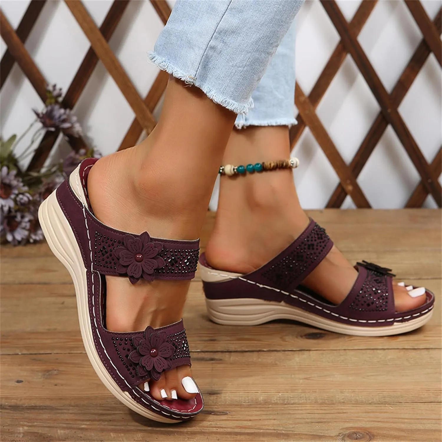 Ladmiple Womens Sandals With Arch Support Plantar Fasciitis Orthopedic Walking Slippers Dressy Summer Orthotic Flip Flops