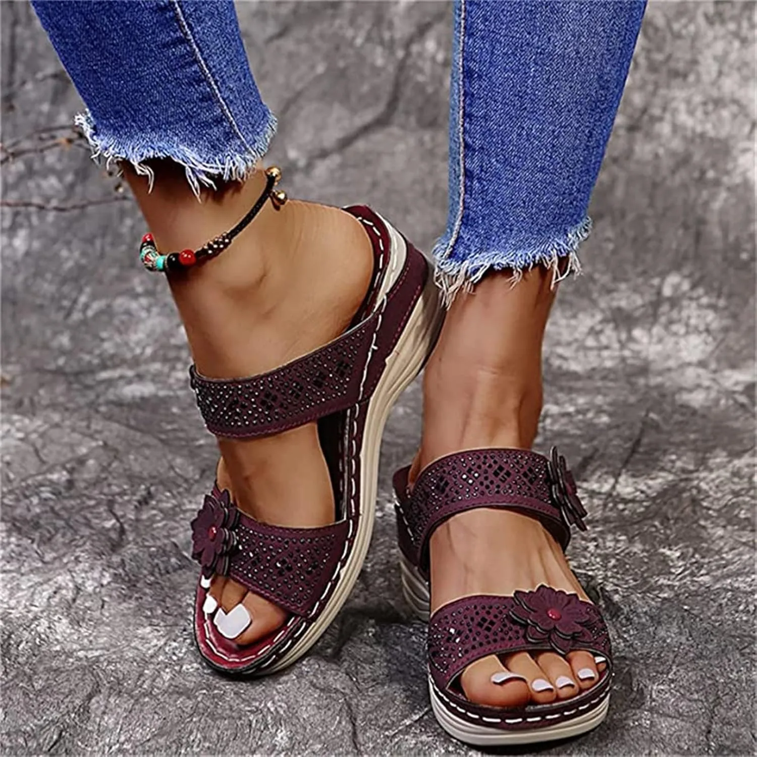 Ladmiple Womens Sandals With Arch Support Plantar Fasciitis Orthopedic Walking Slippers Dressy Summer Orthotic Flip Flops