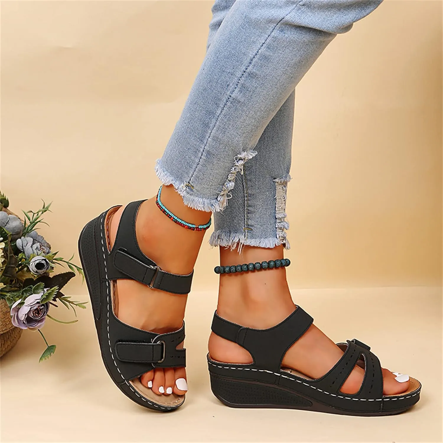 Ladmiple Womens Sandals With Back Strap And Arch Support Orthopedic Flip Flops Dressy Summer Comfort Walking Orthotic Slides