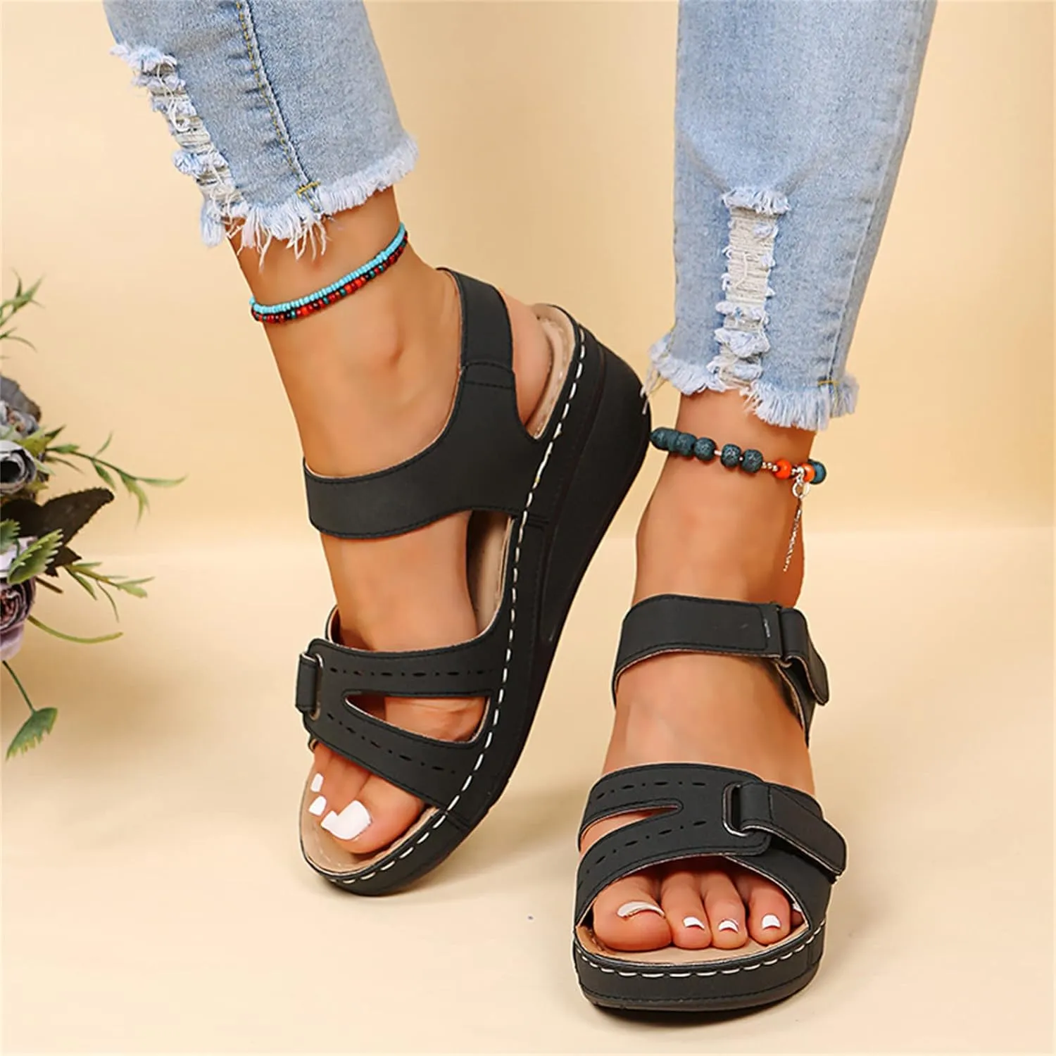 Ladmiple Womens Sandals With Back Strap And Arch Support Orthopedic Flip Flops Dressy Summer Comfort Walking Orthotic Slides
