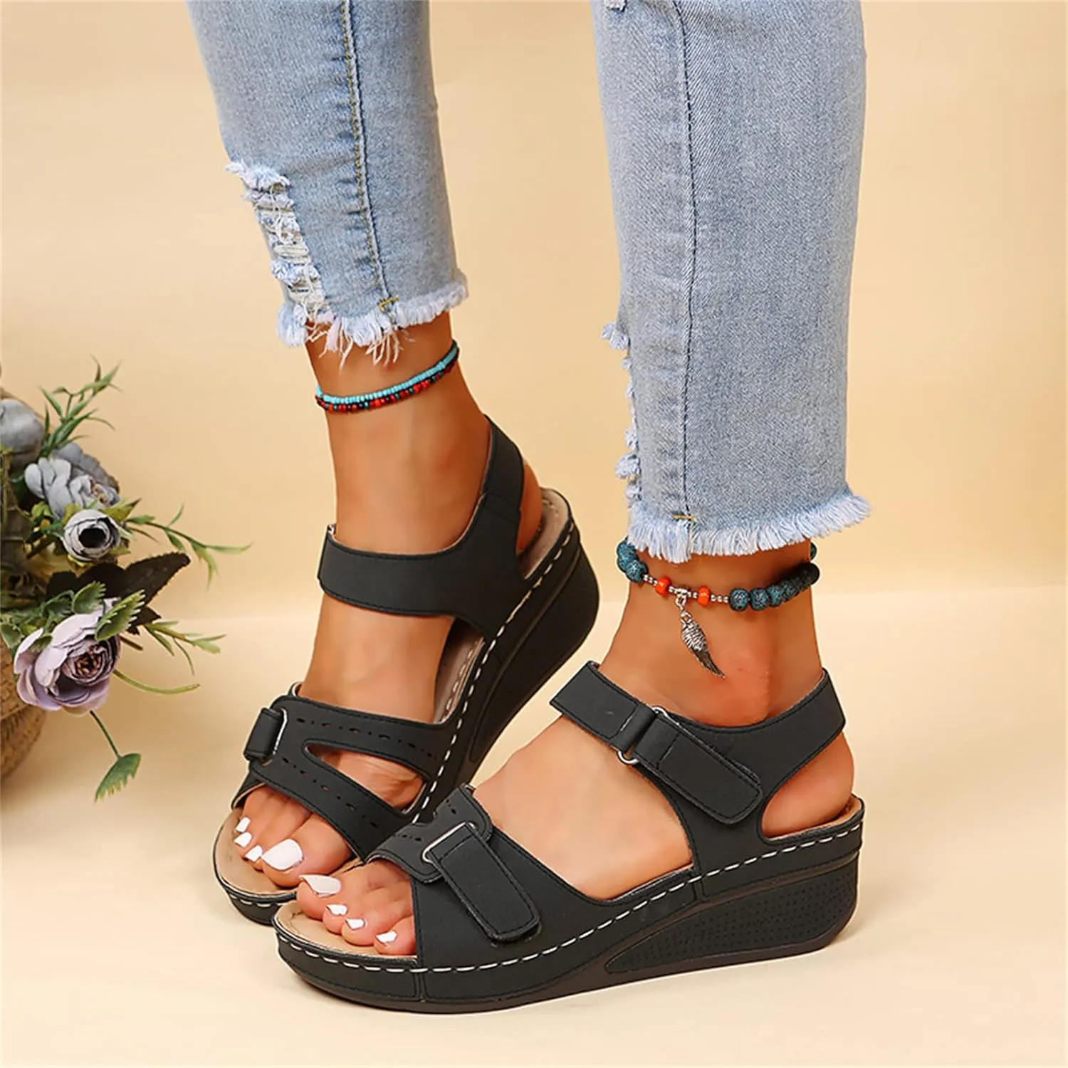 Ladmiple Womens Sandals With Back Strap And Arch Support Orthopedic Flip Flops Dressy Summer Comfort Walking Orthotic Slides