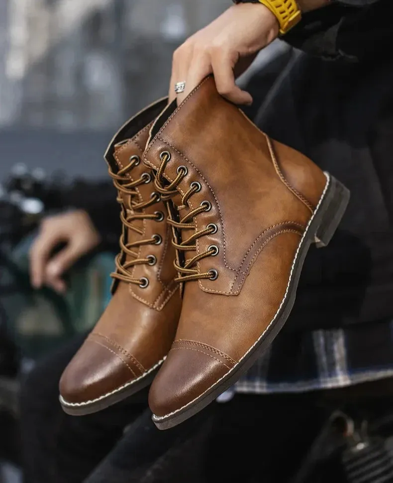 Leather Boots Plush Warm
