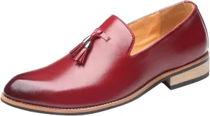 Leather Slip on Work Shoes for Men Fashion Style Men's Breathable Tassel Mens Slip on Casual Shoes Leather