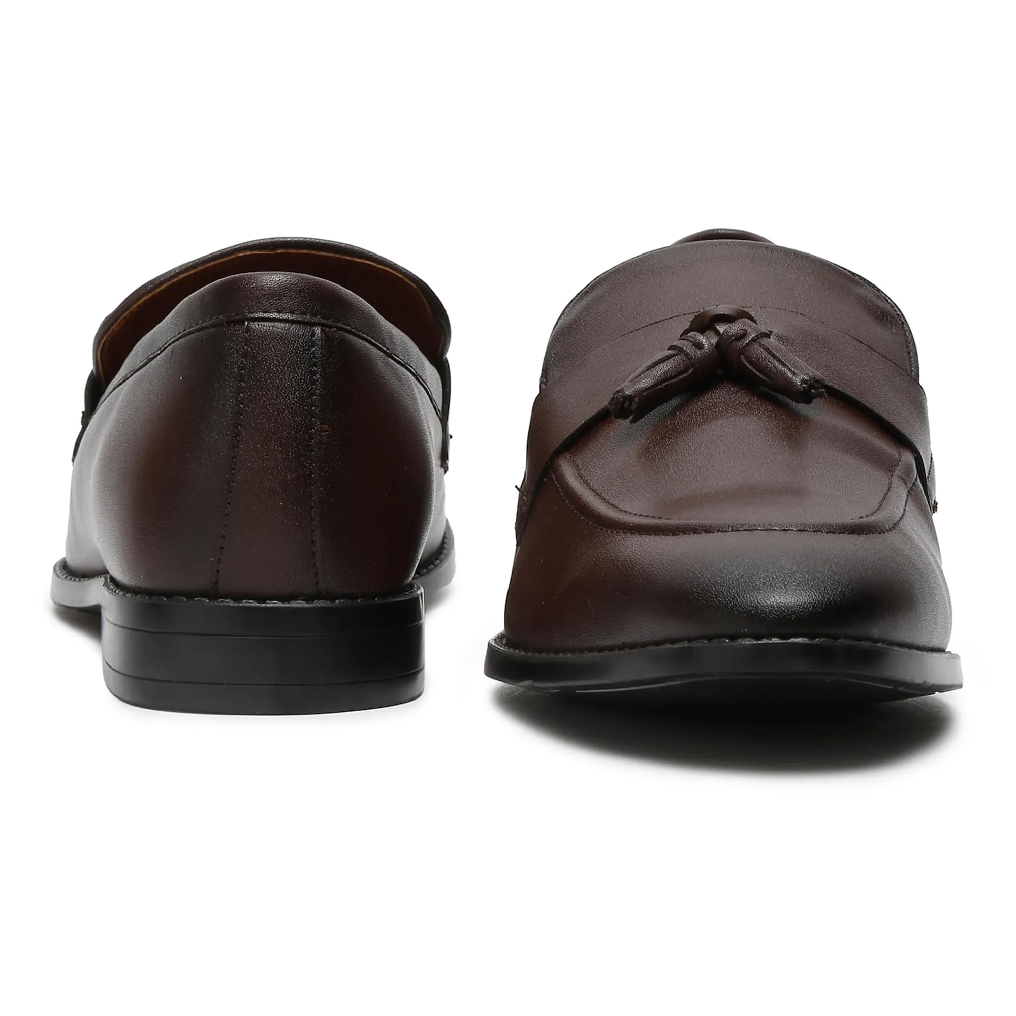 LOUIS STITCH Men's Brunette Brown Shoes Tassel Style Comfortable Moccasins for Men