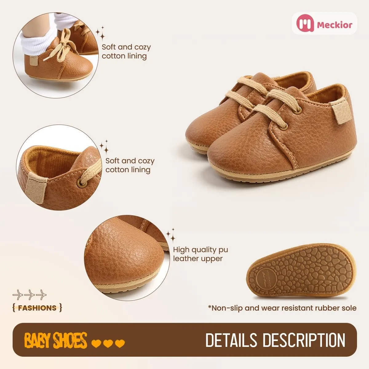 Meckior Baby Booties Newborn Infant Unisex Baby Girls Boys Velvet Rubber Anit-Slip Sole Shoes Toddler Fleece Cozy Winter Warm Prewalker Boots