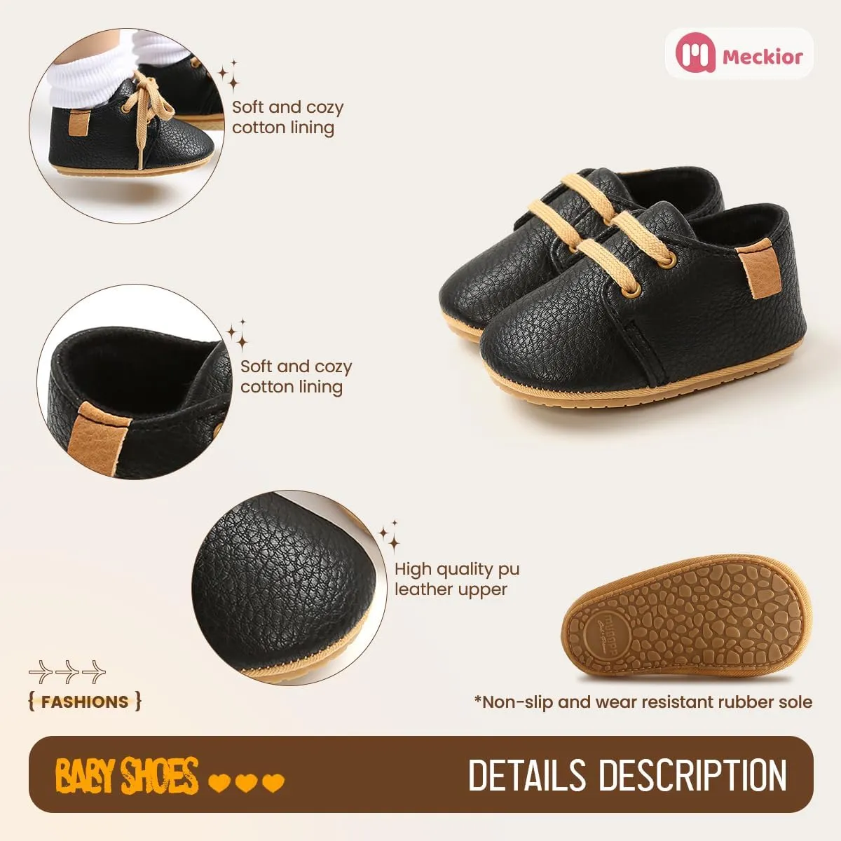Meckior Baby Booties Newborn Infant Unisex Baby Girls Boys Velvet Rubber Anit-Slip Sole Shoes Toddler Fleece Cozy Winter Warm Prewalker Boots