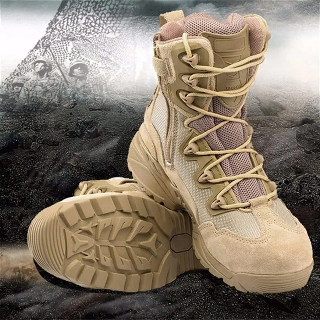 Men Military Desert Combat Shoes, Outdoor Waterproof Army Tactical Boots, Breathable Climbing Sneaker