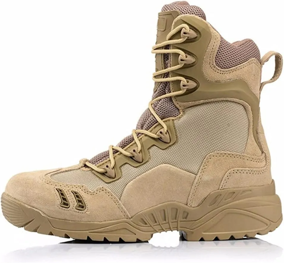 Men Military Desert Combat Shoes, Outdoor Waterproof Army Tactical Boots, Breathable Climbing Sneaker