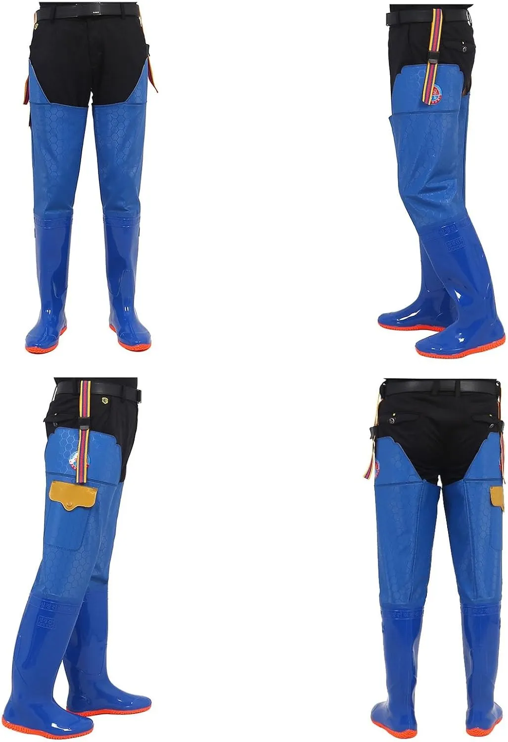 Men Women Hip Waders Boots for Fishing Hunting with Pockets, Lightweight PVC Waterproof Hip Boots Anti-Slip Rain Boots
