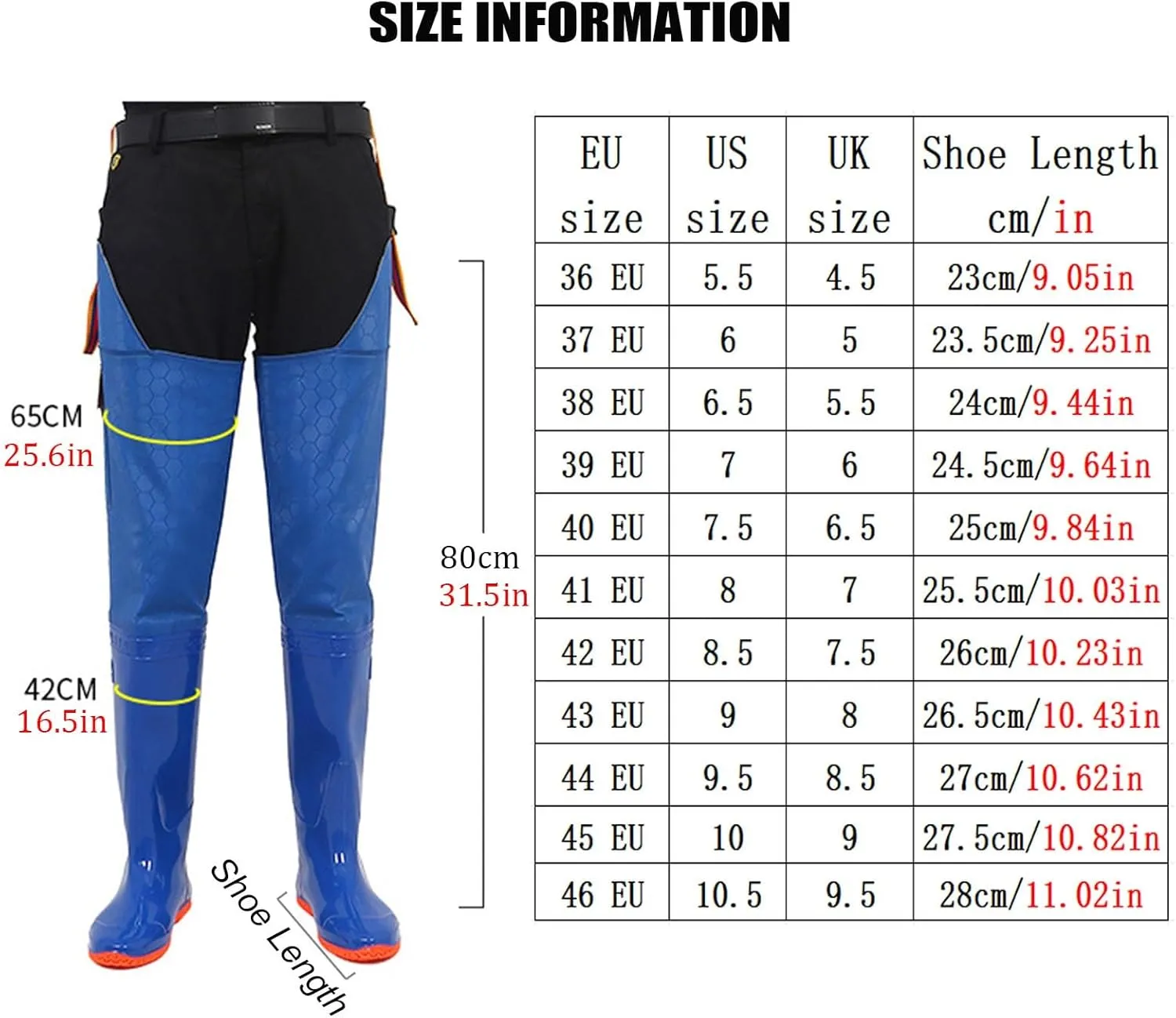 Men Women Hip Waders Boots for Fishing Hunting with Pockets, Lightweight PVC Waterproof Hip Boots Anti-Slip Rain Boots