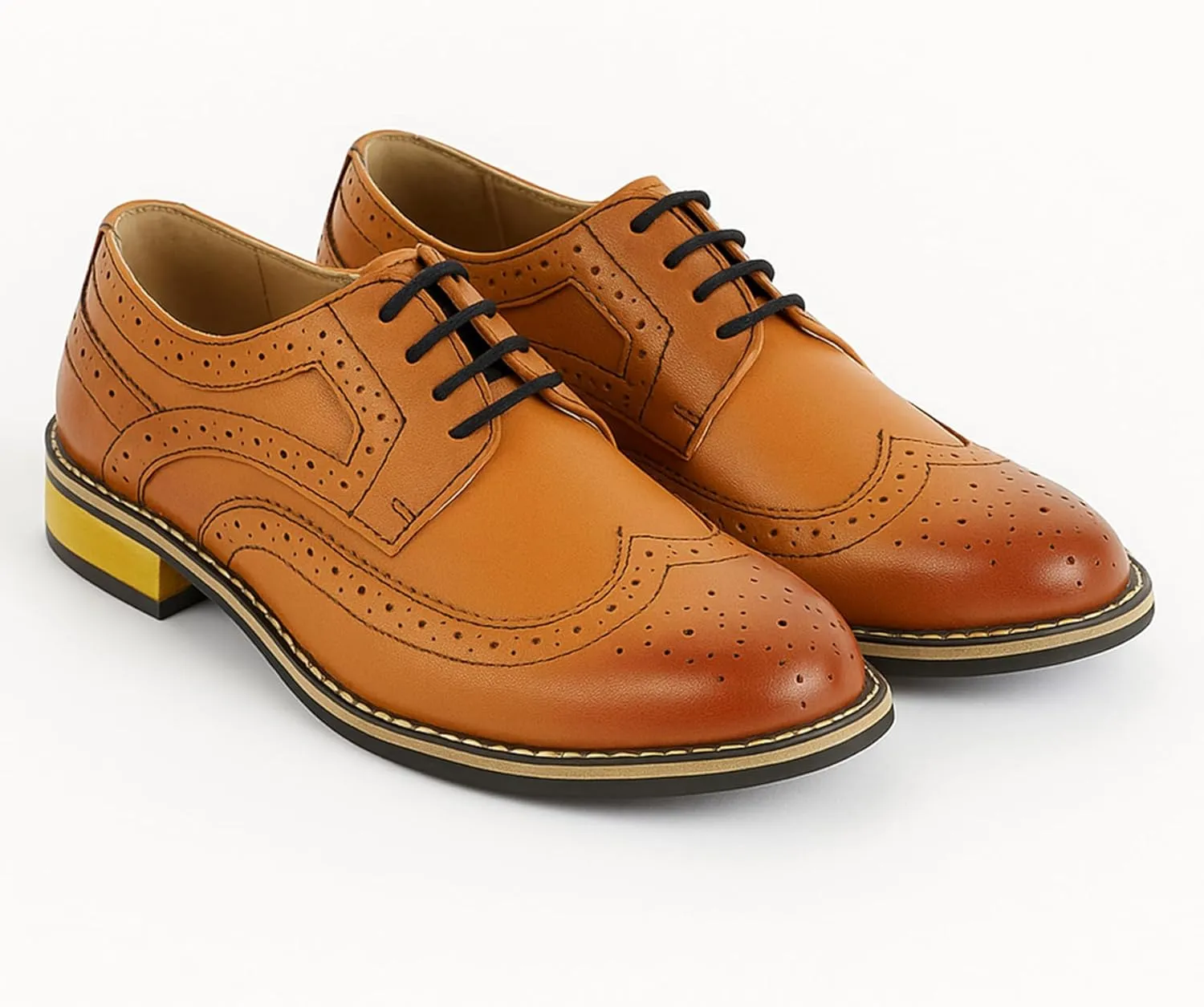 Mens Boys Lace Up Dress Shoes Brogue Father Son Formal Footwear