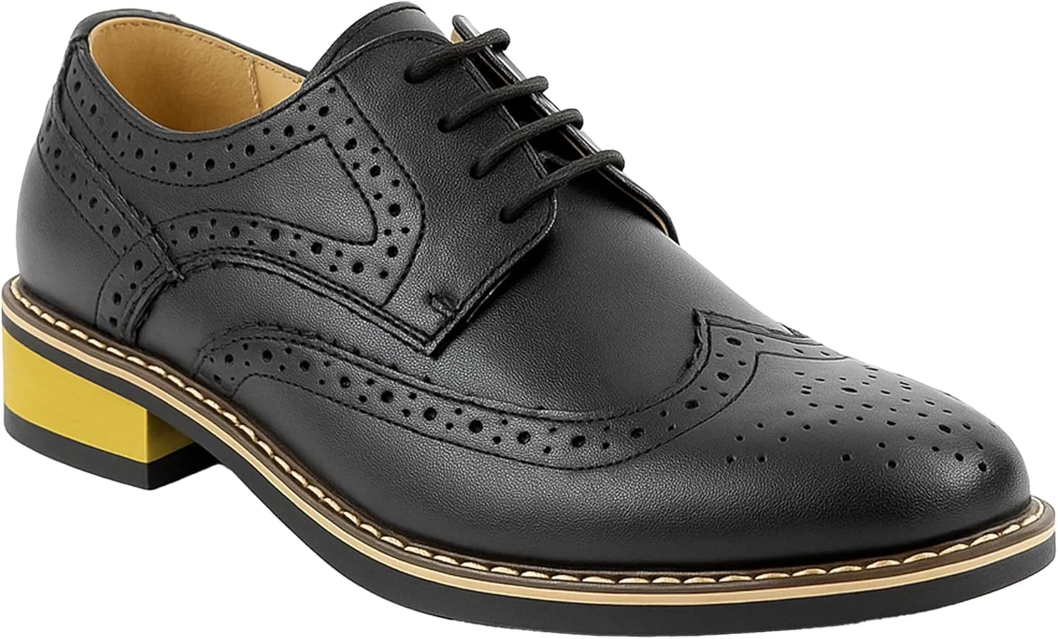 Mens Boys Lace Up Dress Shoes Brogue Father Son Formal Footwear