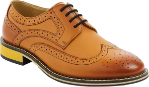 Mens Boys Lace Up Dress Shoes Brogue Father Son Formal Footwear