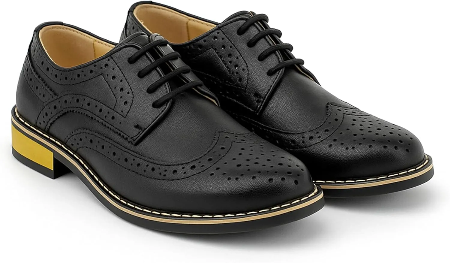 Mens Boys Lace Up Dress Shoes Brogue Father Son Formal Footwear