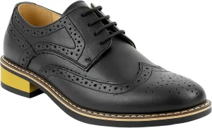 Mens Boys Lace Up Dress Shoes Brogue Father Son Formal Footwear