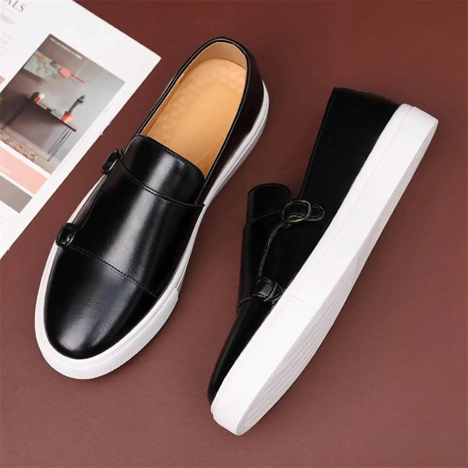 Men's Casual Oxford Shoes Monk Strap Dress Shoes Comfortable Fashion Sneakers Loafer Shoes