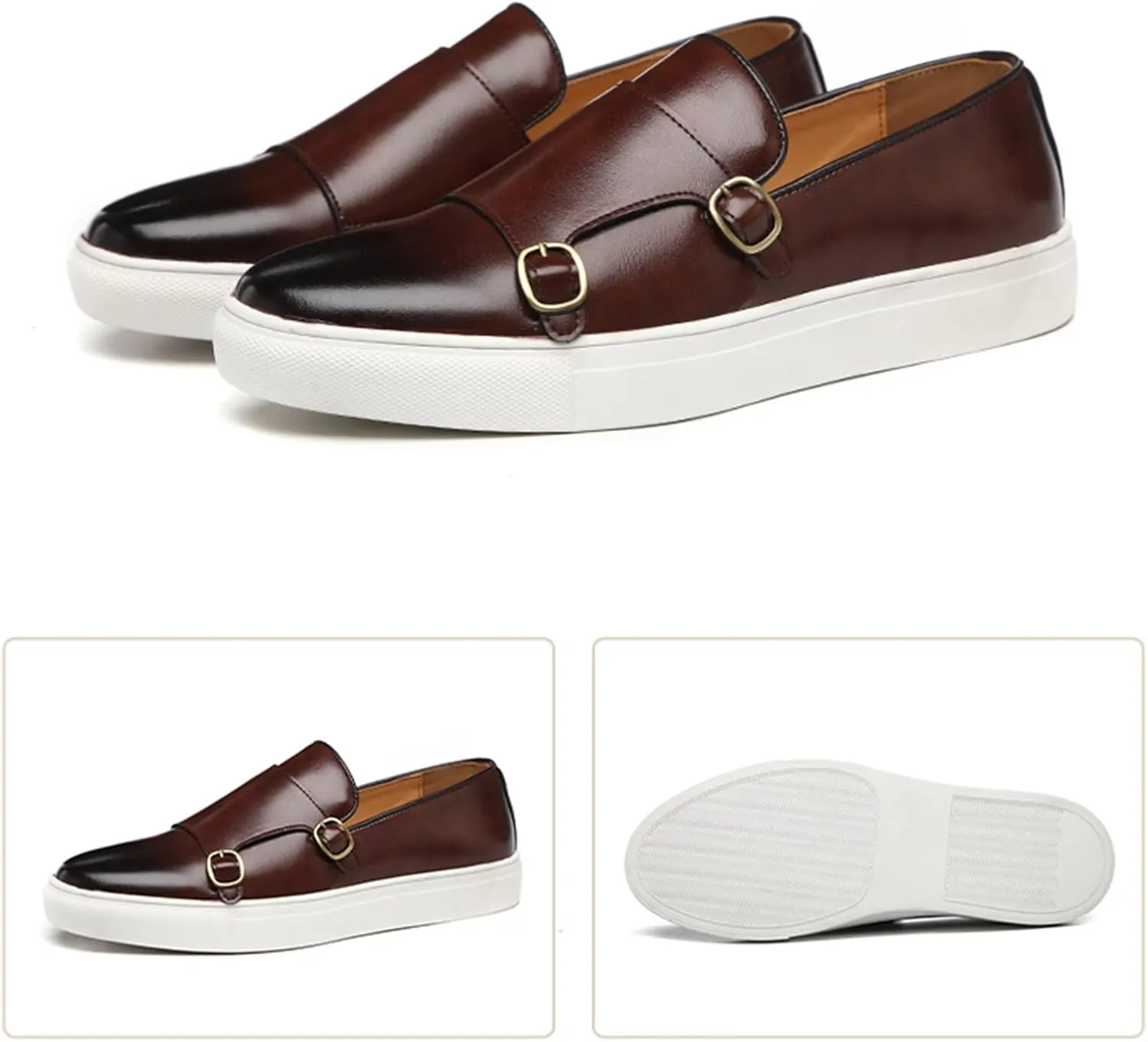 Men's Casual Oxford Shoes Monk Strap Dress Shoes Comfortable Fashion Sneakers Loafer Shoes