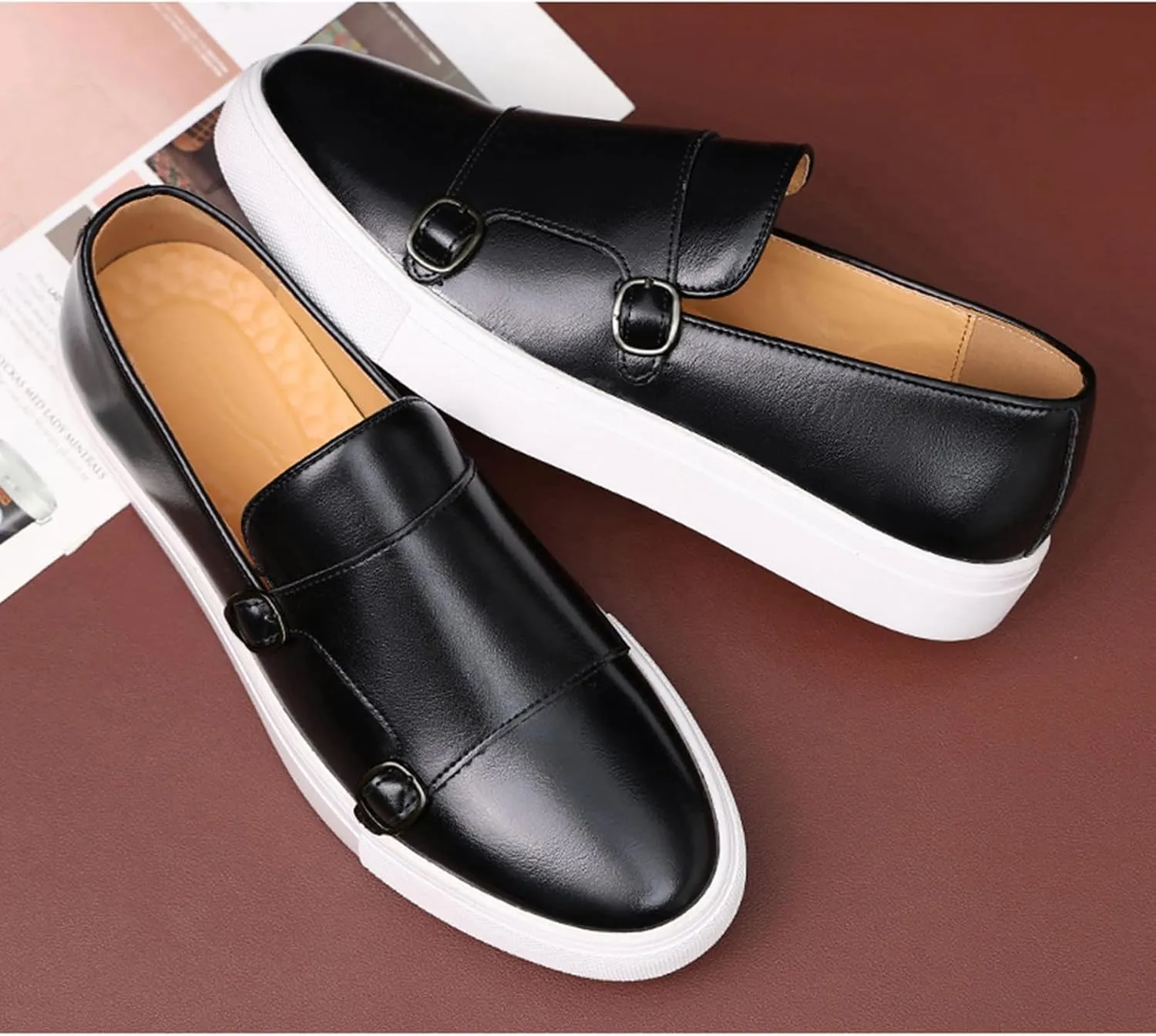 Men's Casual Oxford Shoes Monk Strap Dress Shoes Comfortable Fashion Sneakers Loafer Shoes