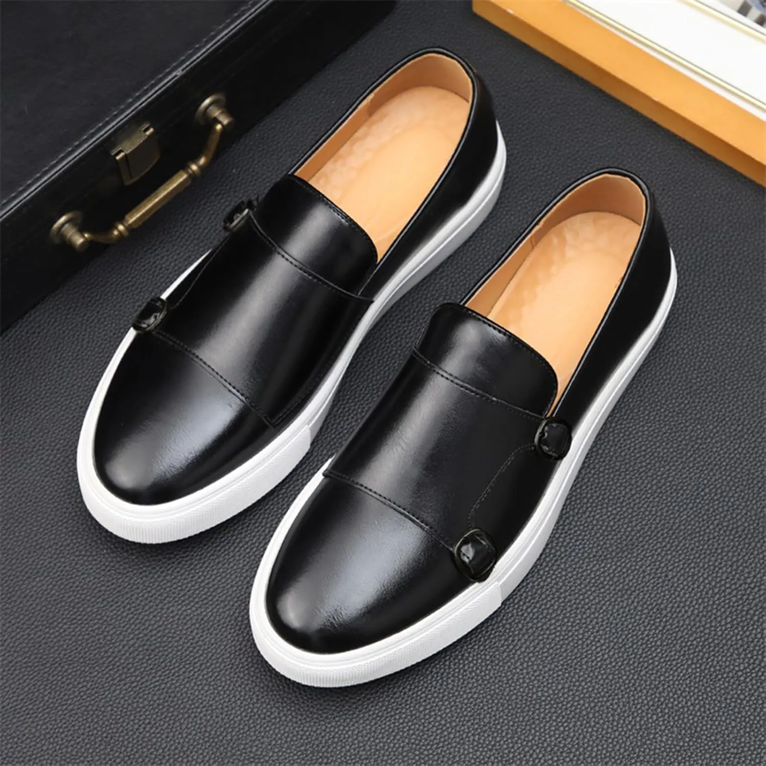 Men's Casual Oxford Shoes Monk Strap Dress Shoes Comfortable Fashion Sneakers Loafer Shoes