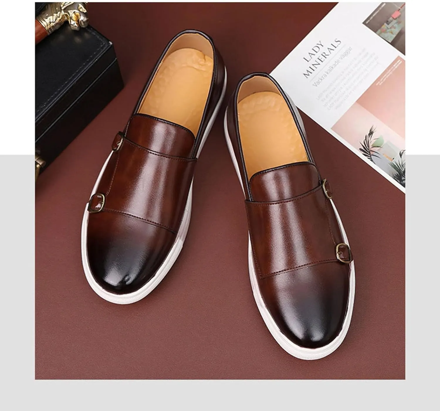 Men's Casual Oxford Shoes Monk Strap Dress Shoes Comfortable Fashion Sneakers Loafer Shoes