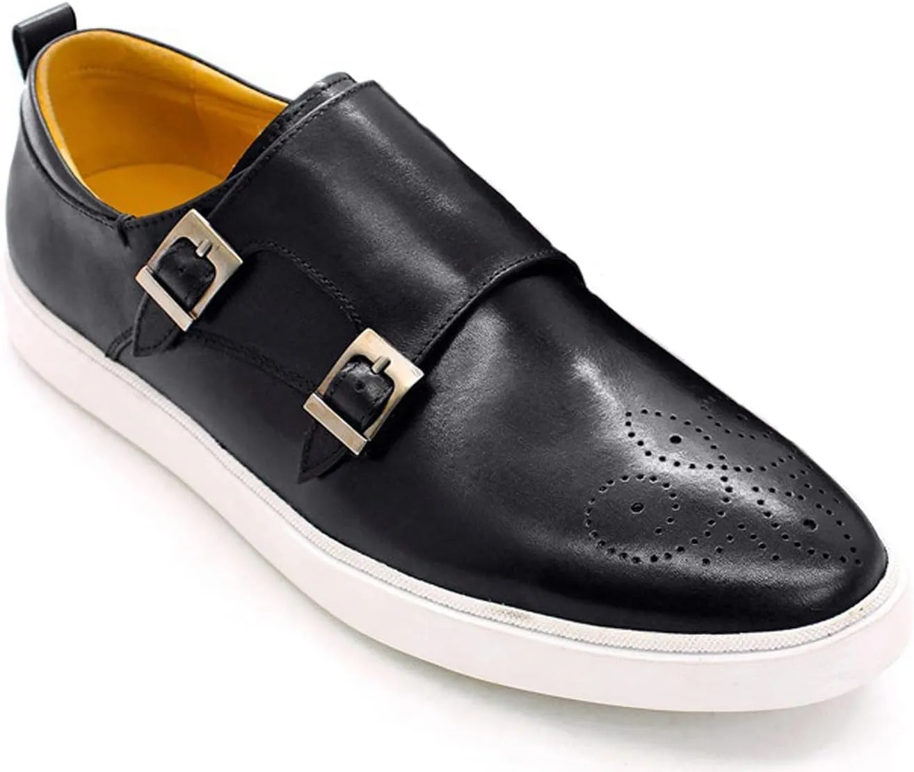 Mens Causal Shoes Double Buckle Monk Strap Loafers Genunie Leather Modern Prom Flat Shoes Wedding Business Fashion Comfortable Tuxedo Shoes for Men