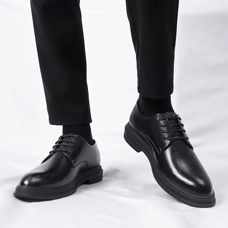 Men's Comfort Orthopedic Dress Shoes Mens Fashion Classic Pointed Toe Lace Up Low Top Leather Oxford Shoes Non-Slip Softsole Walking Shoes