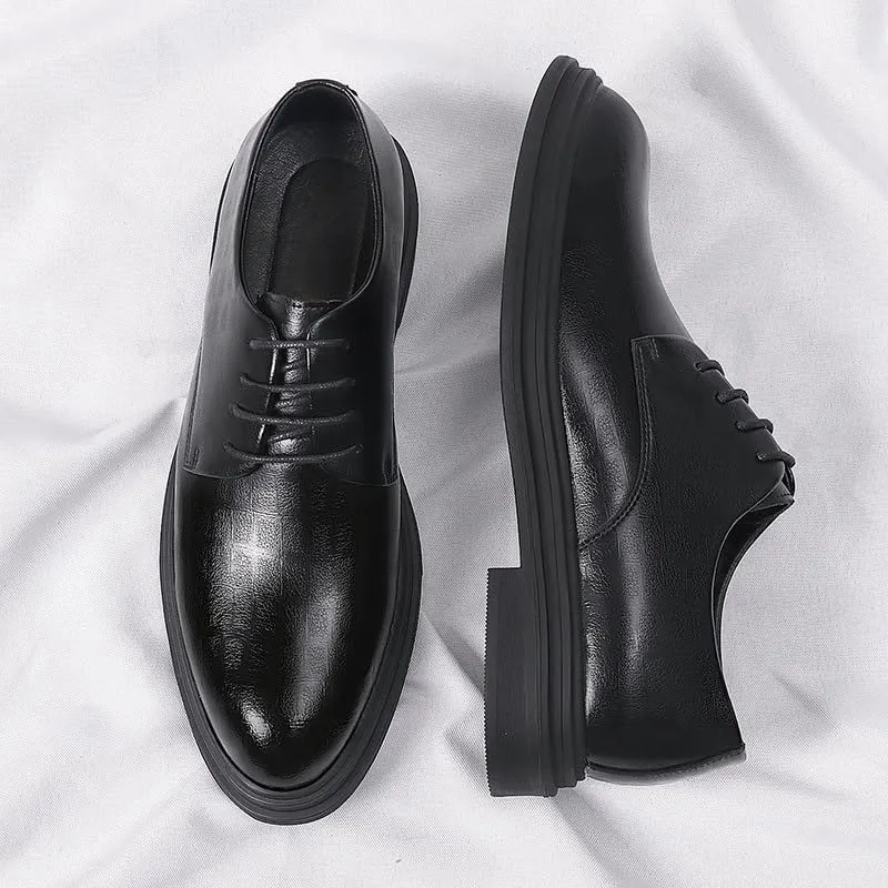 Men's Comfort Orthopedic Dress Shoes Mens Fashion Classic Pointed Toe Lace Up Low Top Leather Oxford Shoes Non-Slip Softsole Walking Shoes
