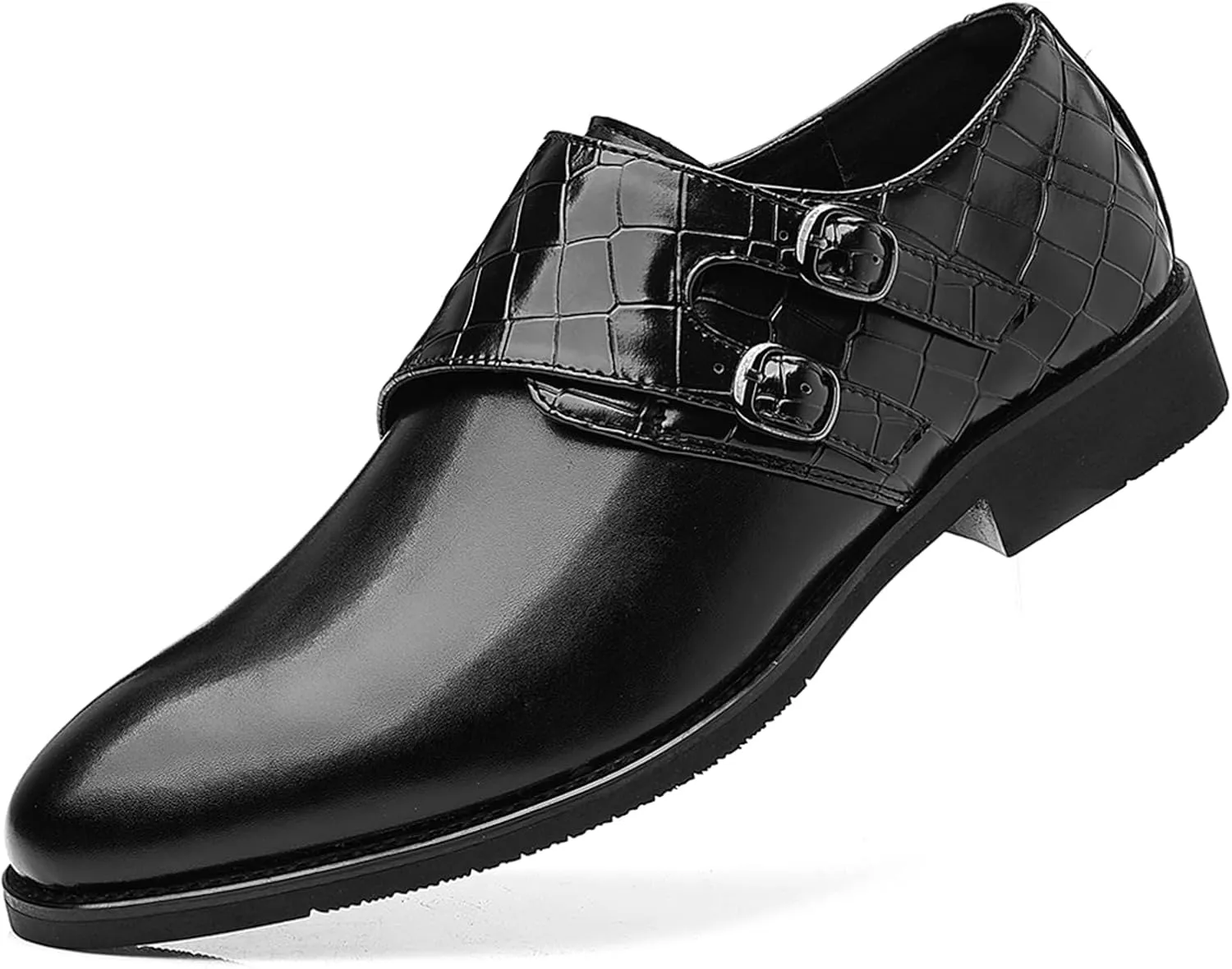 Mens Double Monk Strap Loafer??Men's Dress Loafers Slip-on Formal Shoes