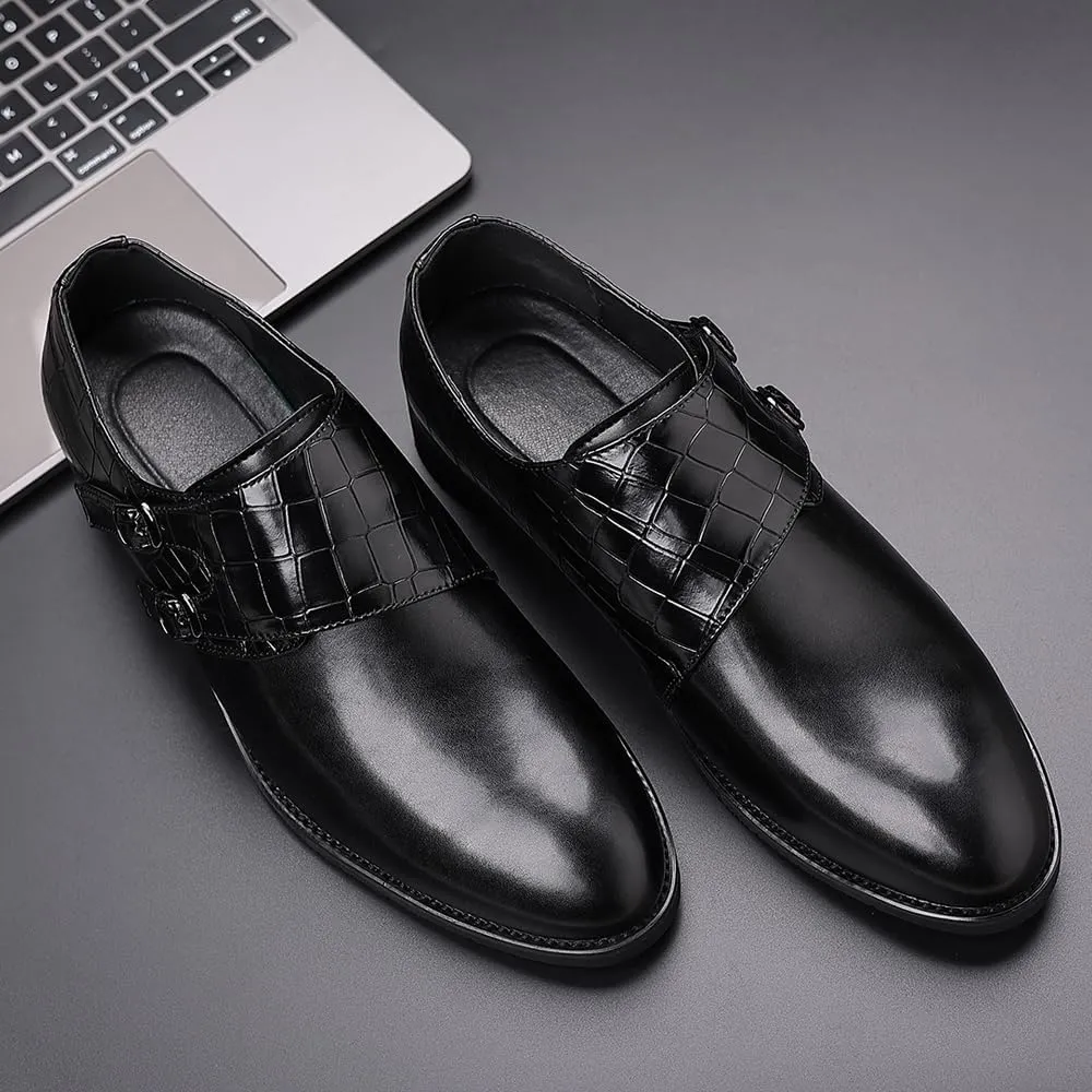 Mens Double Monk Strap Loafer??Men's Dress Loafers Slip-on Formal Shoes