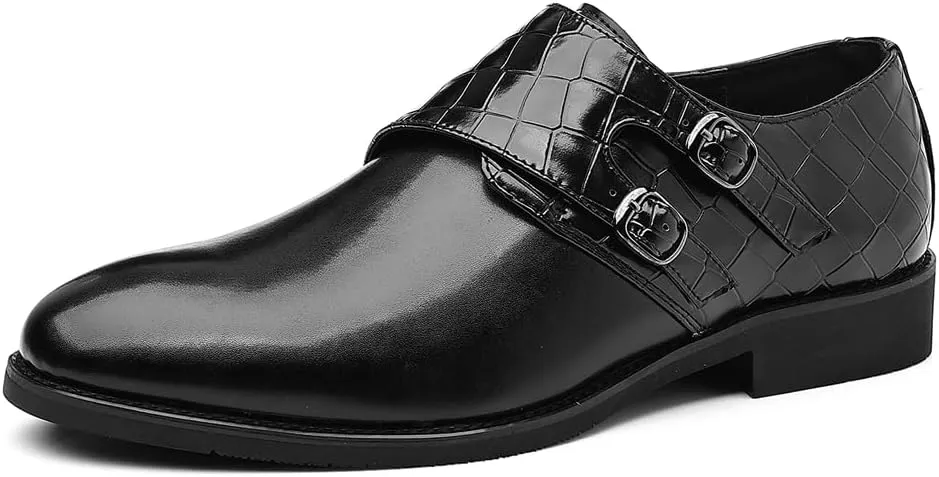 Mens Double Monk Strap Loafer??Men's Dress Loafers Slip-on Formal Shoes