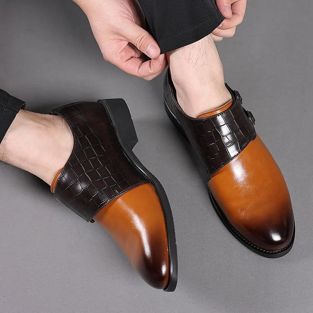 Mens Double Monk Strap Loafer??Men's Dress Loafers Slip-on Formal Shoes