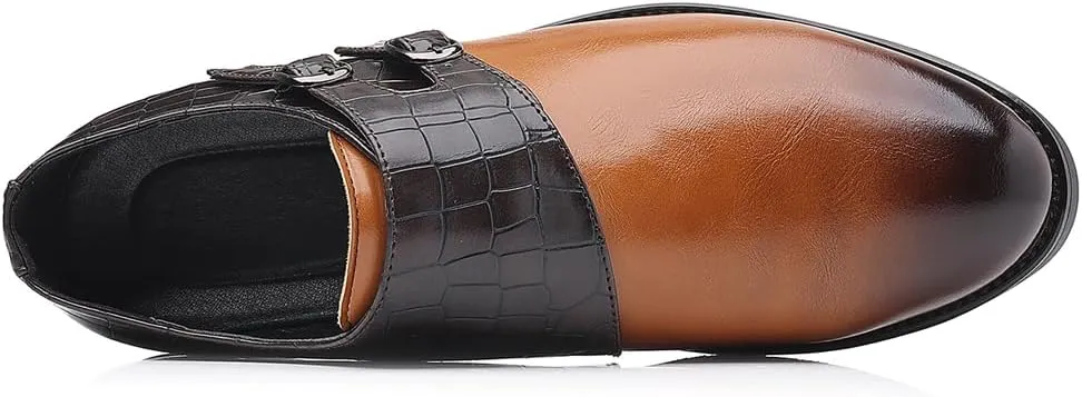 Mens Double Monk Strap Loafer??Men's Dress Loafers Slip-on Formal Shoes