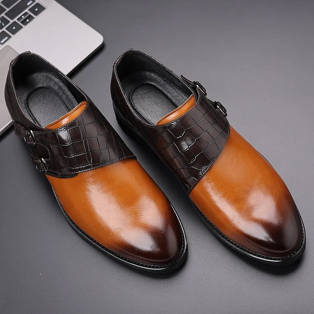 Mens Double Monk Strap Loafer??Men's Dress Loafers Slip-on Formal Shoes