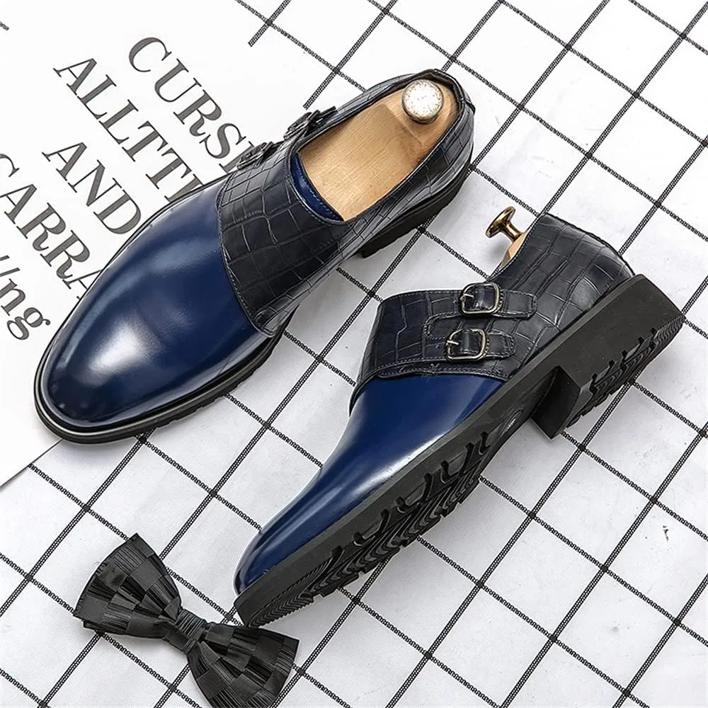Mens Double Monk Strap Slip on Loafer Leather Formal Business Casual Comfortable Dress Shoes for Men