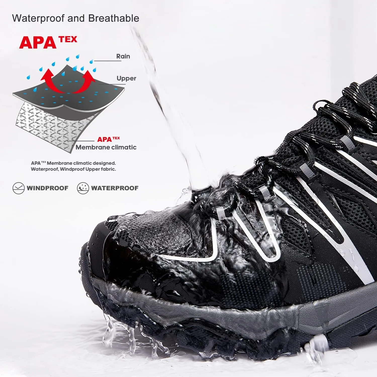 Men's Hiking Shoe Waterproof Womens Adventure Trekking Shoes Breathable Work Outdoor Shoes