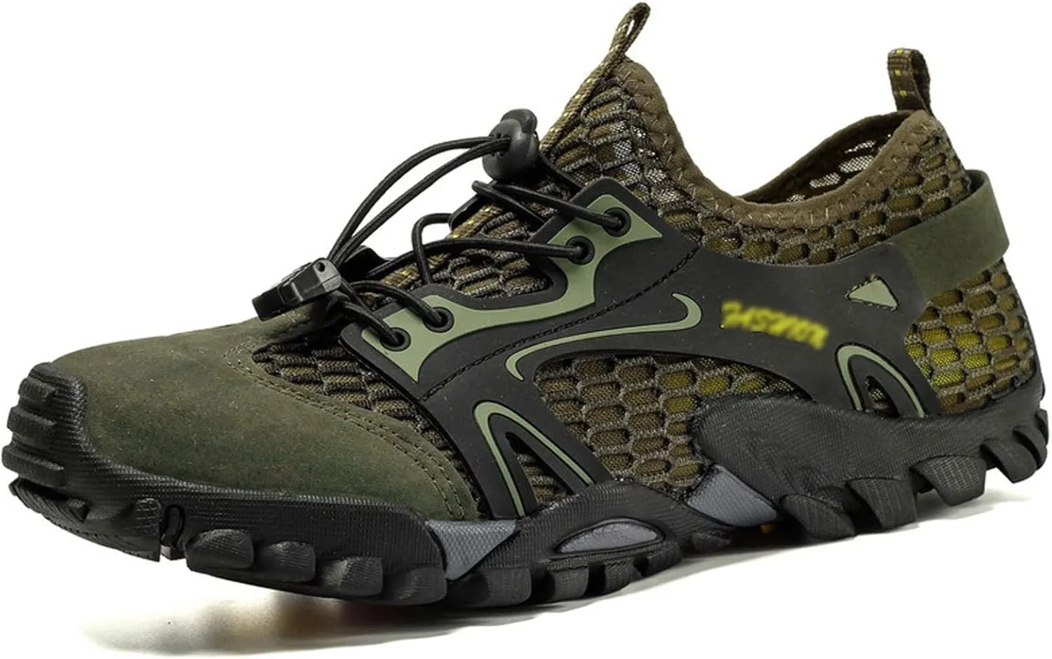 Men's Hiking Shoes, Wading Shoes, Hiking, Outdoor, Rock Climbing, Hollow, Breathable (Color : Green, Size : 8.5)