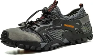 Men's Hiking Shoes, Wading Shoes, Hiking, Outdoor, Rock Climbing, Hollow, Breathable (Color : Gris, Size : 10.5)