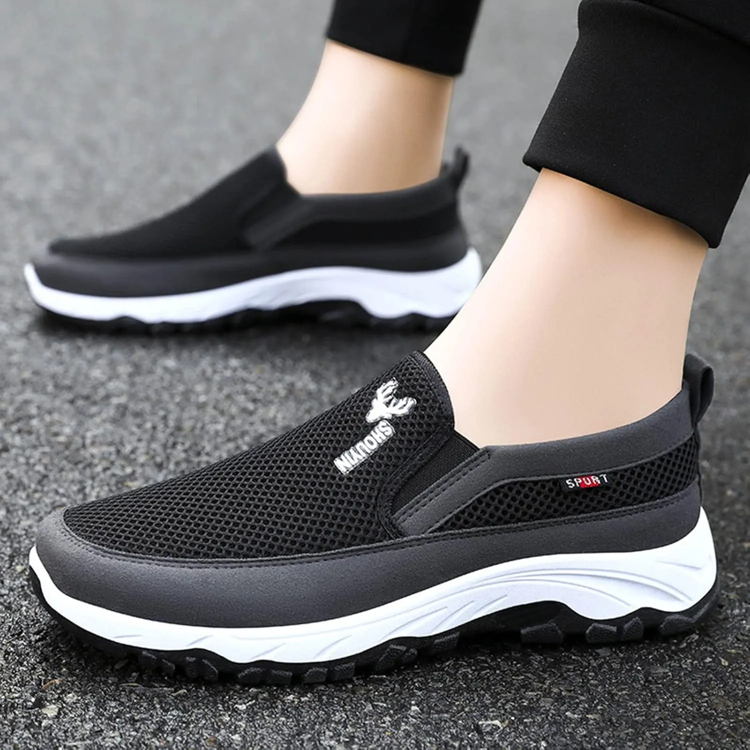 Men's Mesh Knit Slip-on Loafers Casual Shoes Casual Penny Driving Loafers Comfortable Breathable Slip On Boat Shoes for Men