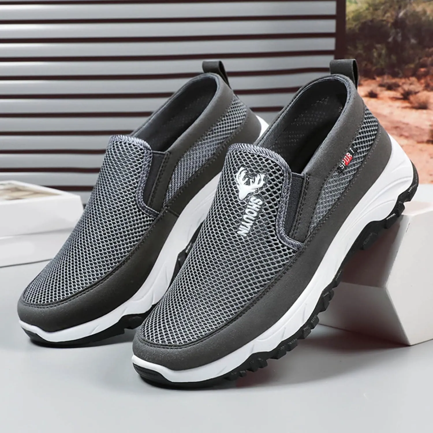 Men's Mesh Knit Slip-on Loafers Casual Shoes Casual Penny Driving Loafers Comfortable Breathable Slip On Boat Shoes for Men