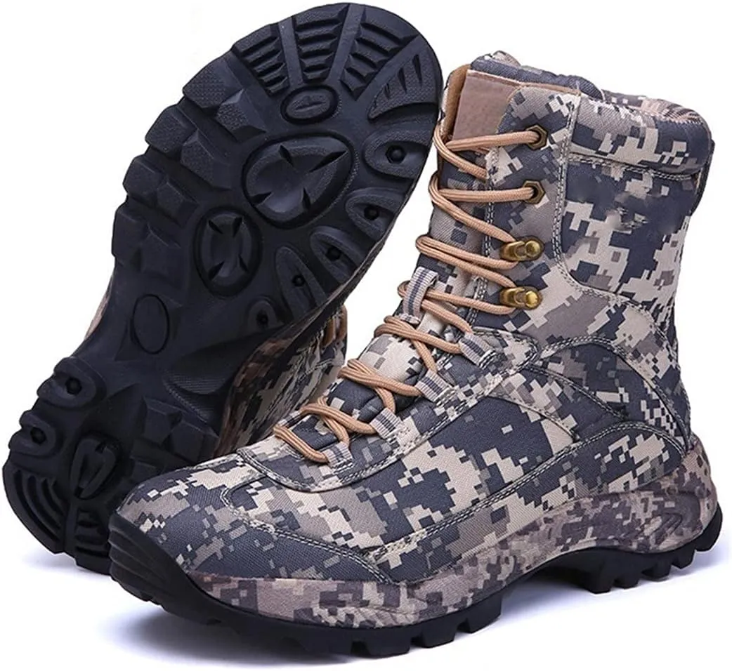 Mens Outdoor Hiking Tactical Boots, Winter Army Sport Trekking Climbing Athletic Camouflage Shoes