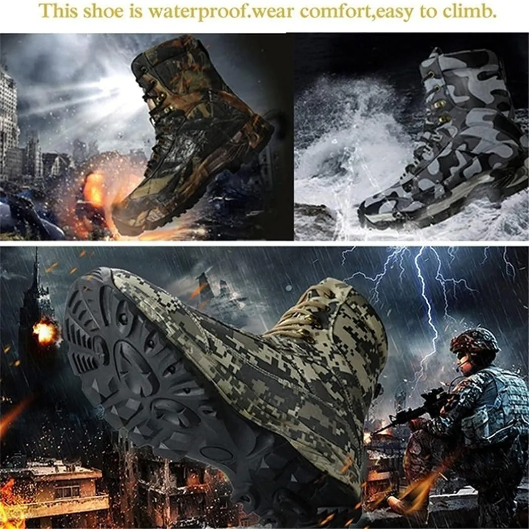 Mens Outdoor Hiking Tactical Boots, Winter Army Sport Trekking Climbing Athletic Camouflage Shoes